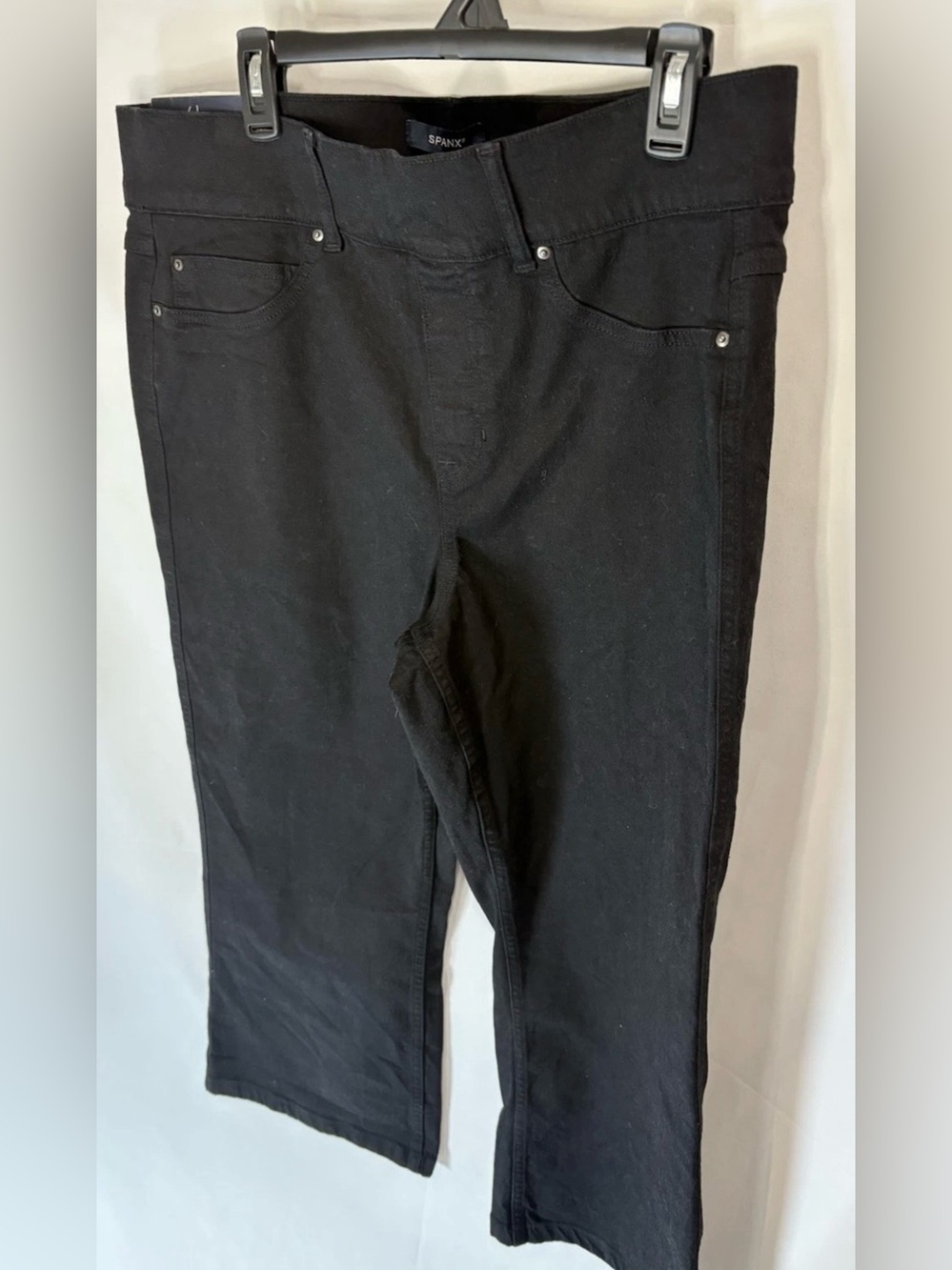 Spanx Women's NWT Kick Flare Clean Black Diego High Rise Pull On Jeans Petite 2X